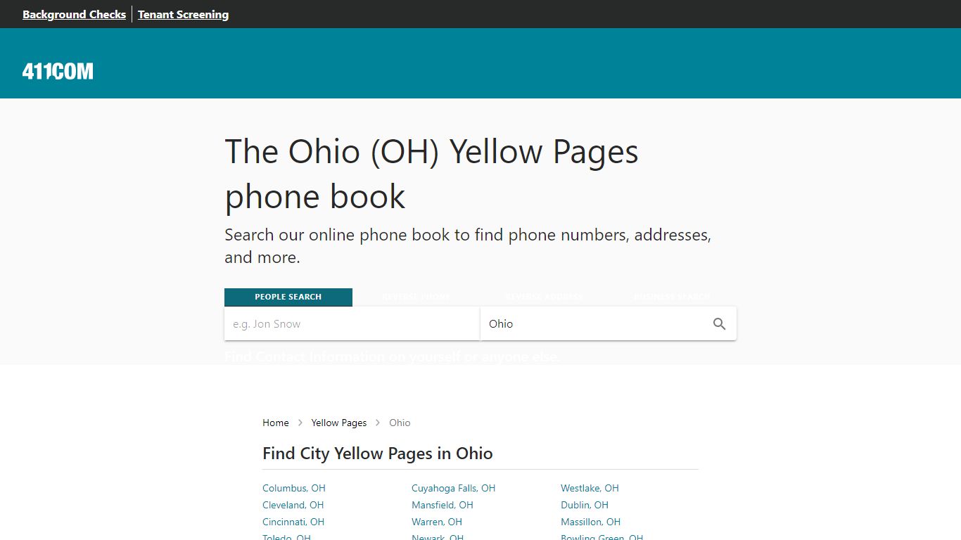 Ohio Yellow Pages - Phone Book & Directory | 411